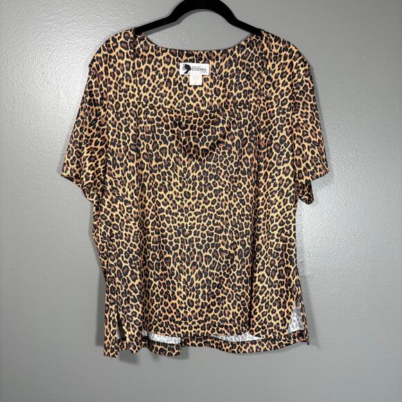 Essence By Mail Women's Vintage 90's Leopard Print Top - Size XL - Square Neck - Picture 1 of 5